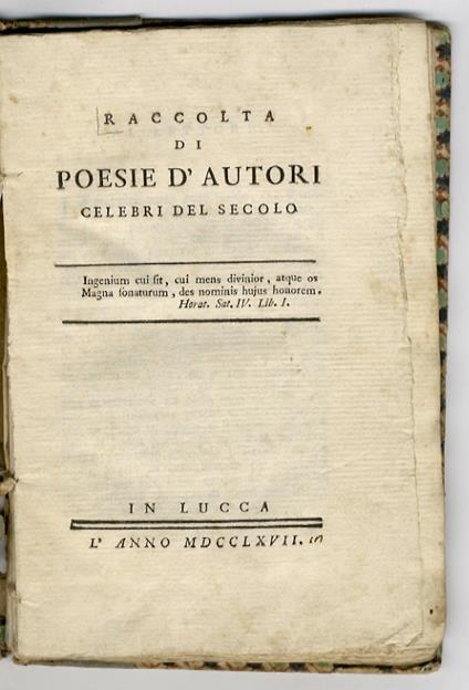 Raccolta di poesie d'autori celebri del secolo - copertina