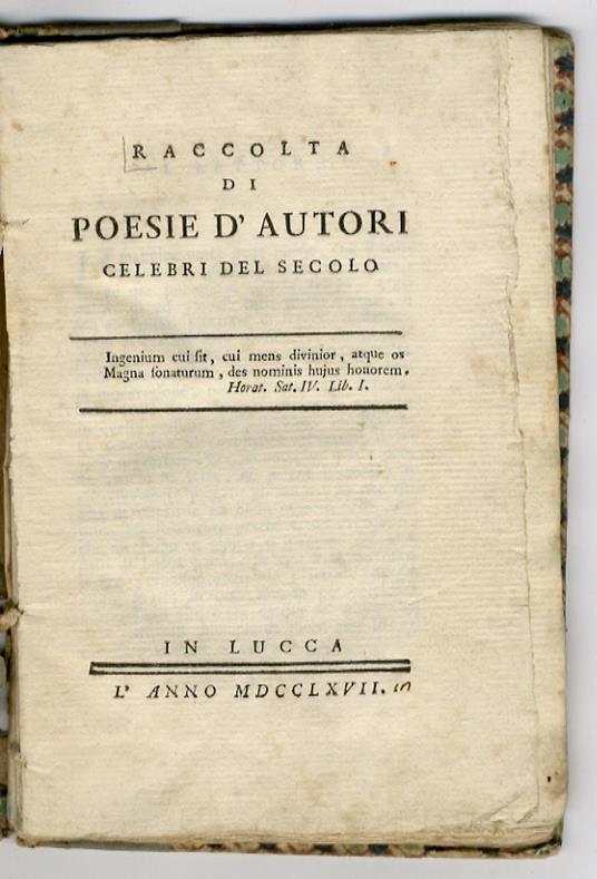 Raccolta di poesie d'autori celebri del secolo - copertina