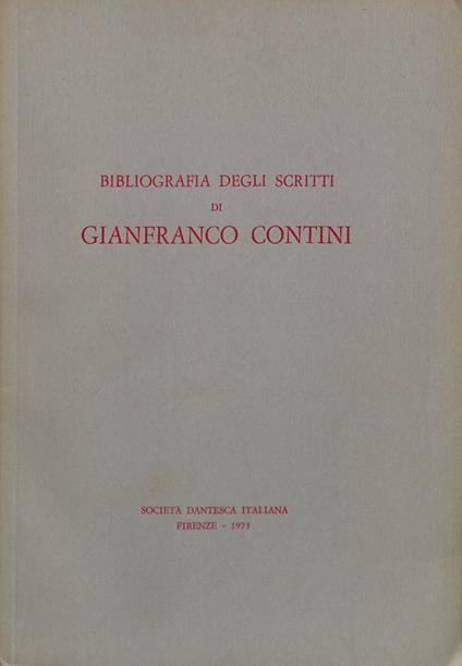 Bibliografia degli scritti di Gianfranco Contini - copertina