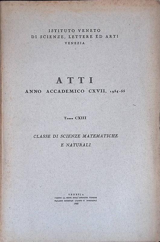 Atti anno accademico CXVII 1954-55, tomo CXIII. Classe di scienze matematiche e naturali - copertina