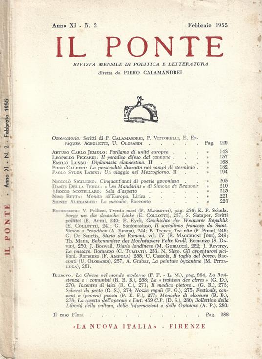 Il Ponte 1955 - Piero Calamandrei - copertina