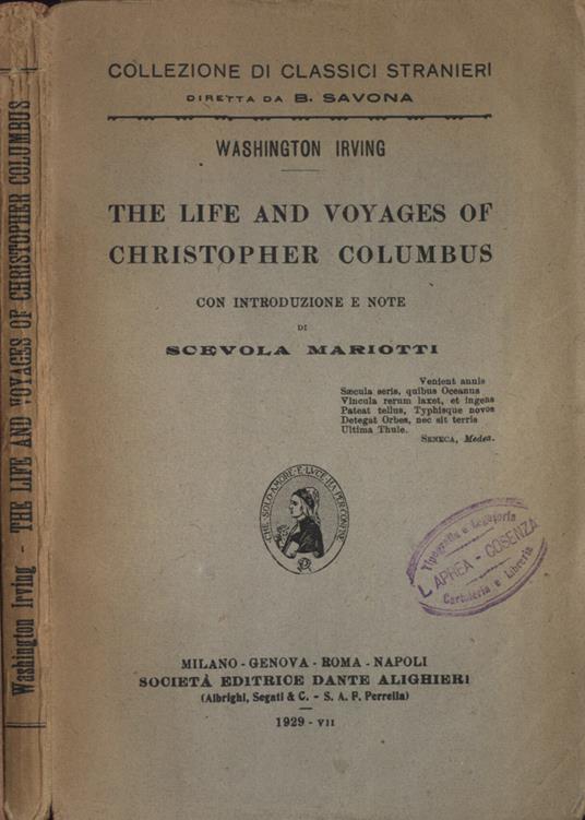 The life and voyages of Christopher Columbus - Washington Irving - copertina