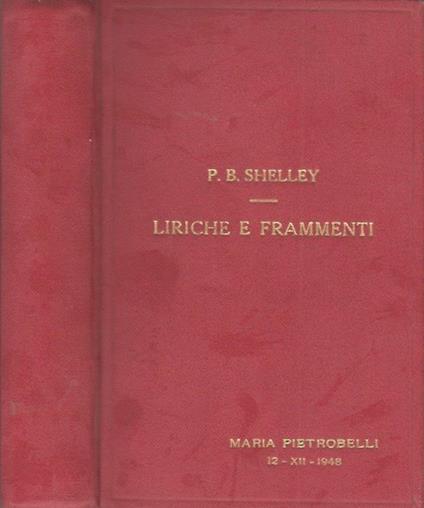 Liriche e frammenti - Percy Bysshe Shelley - copertina