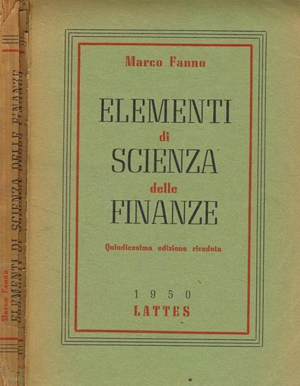 Elementi di scienza delle finanze - Marco Fanno - copertina