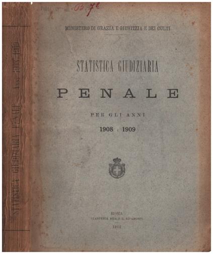 Statistica Giudiziaria penale per gli anni 1908-1909 - copertina