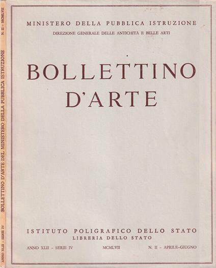 Bollettino d'arte, anno XLII, serie IV, numero II - copertina