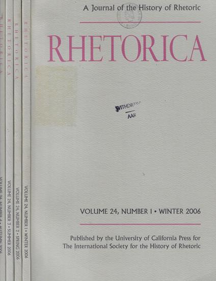 Rhetorica vol. 24 Anno 2006 - copertina
