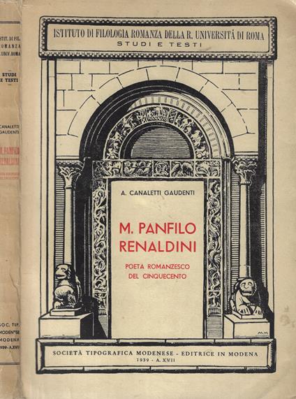 M. Panfilo Renaldini - Alberto Canaletti Gaudenti - copertina