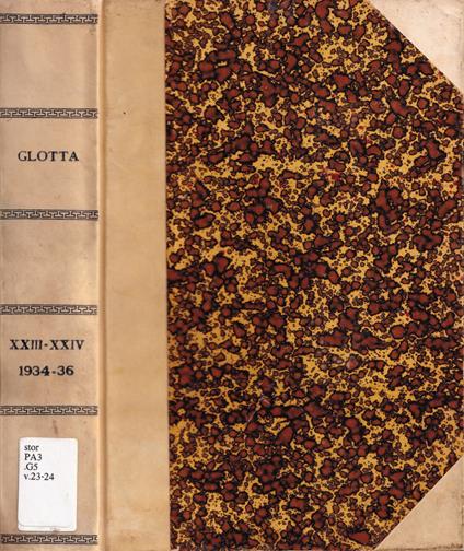 Glotta, volumi XXIII-XXIV, 1934-36 - copertina