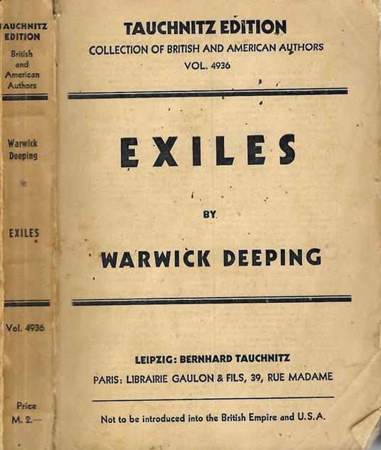 Exiles - Warwick Deeping - copertina