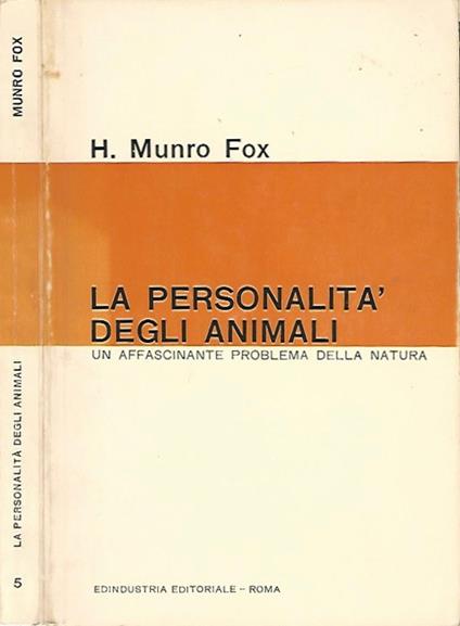 La personalità degli animali - H. Munro Fox - copertina