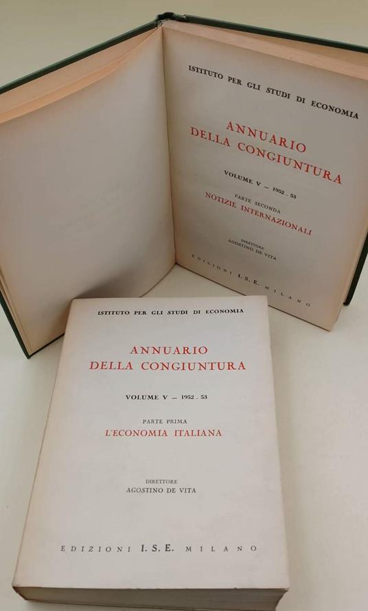 Annuario Della Congiuntura Vol V-1952-53 Parte I E Ii - Agostino De Vita - copertina