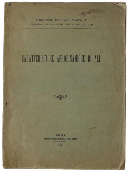 CARATTERISTICHE AERODINAMICHE DI ALI. Fascicoli 1, 2, 3, 4, 5, 6, 7, 8, 9, 10, 11 - copertina