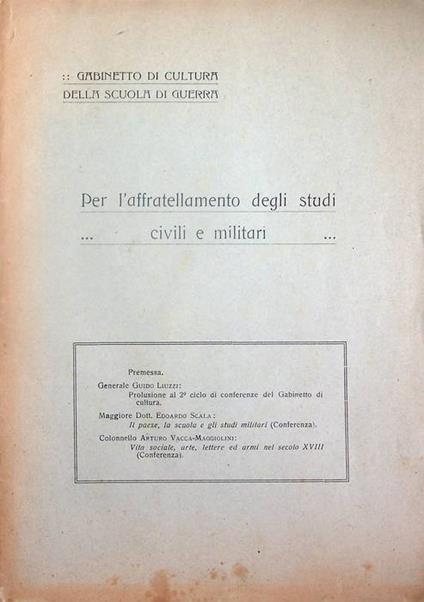 Per l'affratellamento degli studi civili e militari - copertina