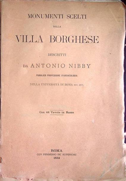 Monumenti scelti della Villa Borghese - Antonio Nibby - copertina