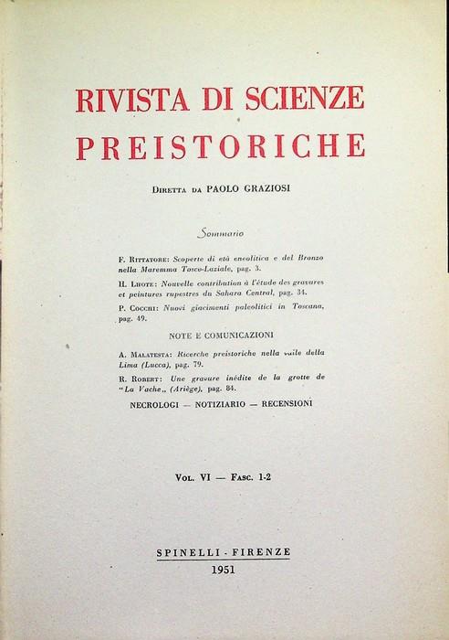 Rivista di scienze preistoriche: Vol. V - Fasc. 1-4 - copertina
