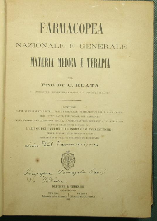 Farmacopea nazionale e generale - Materia medica e terapia - copertina