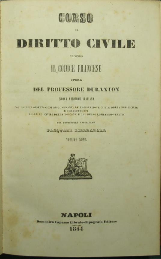 Corso di Diritto civile secondo il Codice francese - Voll. IX e X - Alexandre Duranton - copertina