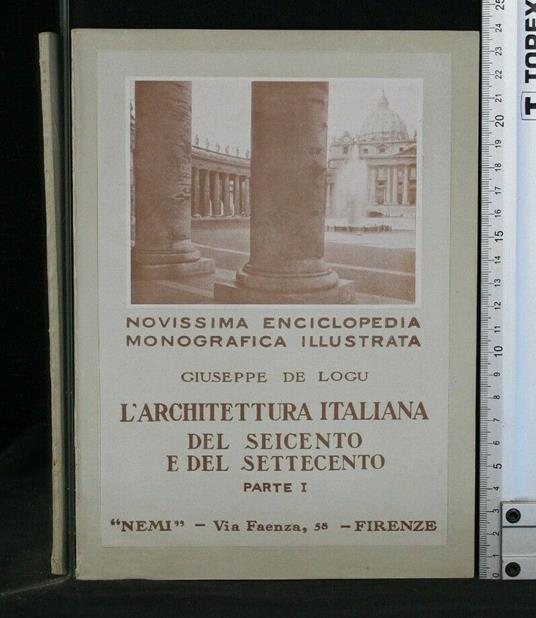 L' Architettura Italiana Del Seicento e Del Settecento N. 2 - Giuseppe De Logu - copertina