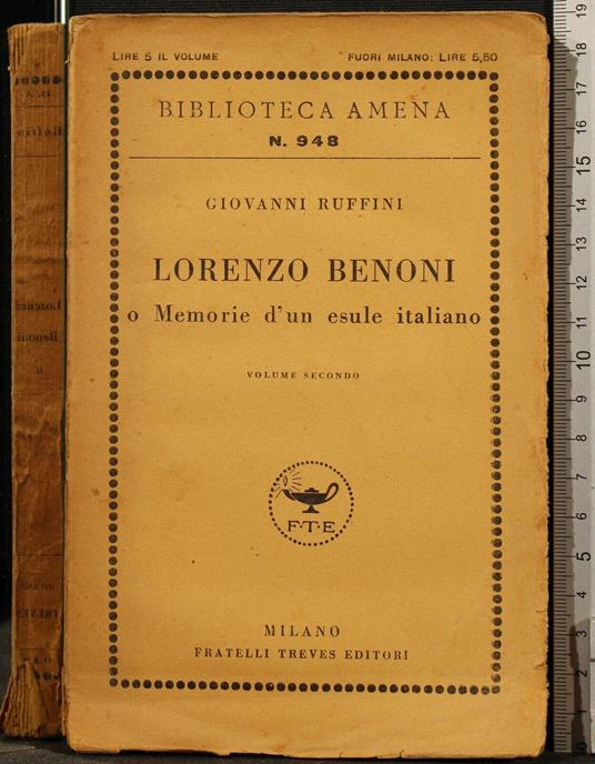 Lorenzo Benoni O Memorie D'Un Esule Italiano. Vol 2 - Giovanni Ruffini - copertina