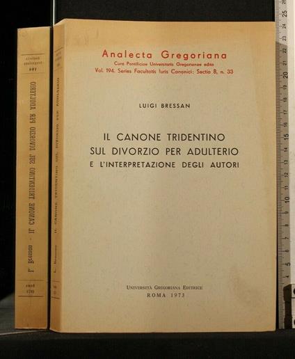 Il Canone Tridentino Sul Divorzio per Adulterio E - Edoardo Bressan - copertina