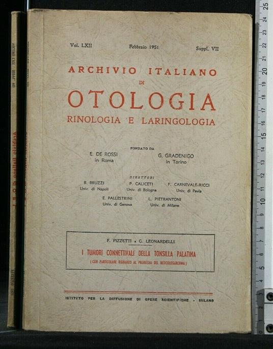 I Tumori Connettivali Della Tonsilla Palatina Archivio Italiano - Ildebrando Pizzetti - copertina