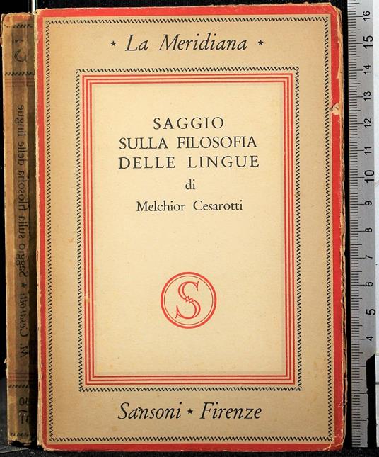 Saggio sulla filosofia delle lingue - Melchiorre Cesarotti - copertina