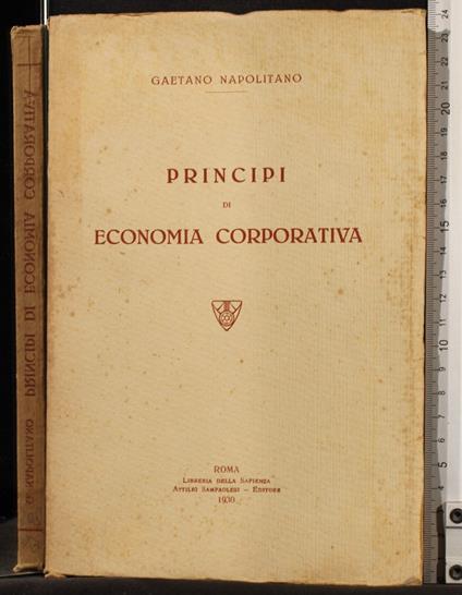 Principi di economia corporativa - Gaetano Napolitano - copertina