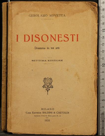 I Disonesti - Gerolamo Rovetta - copertina