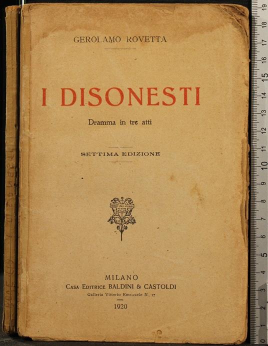 I Disonesti - Gerolamo Rovetta - copertina