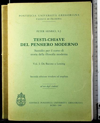 Testi-Chiave del pensiero moderno Vol 1 - Peter Henrici - copertina