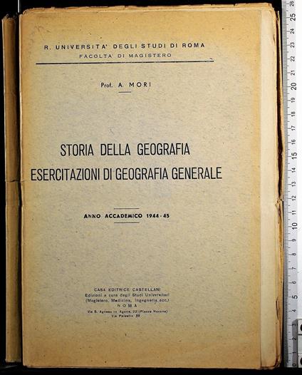 Storia della geografia. Eserc di geografia generale 1944-45 - Mori - copertina