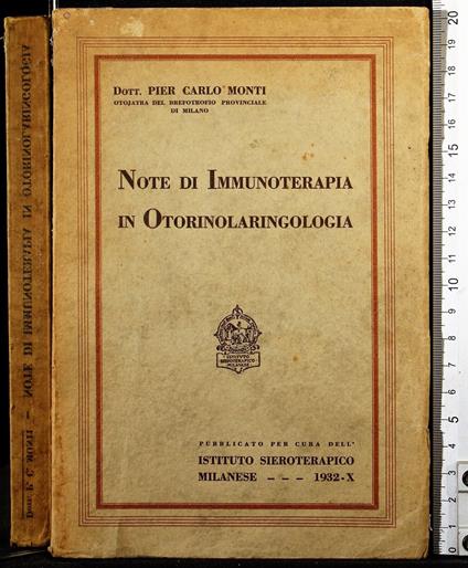 Note di immunoterapia in Otorinolaringologia - Monti - copertina