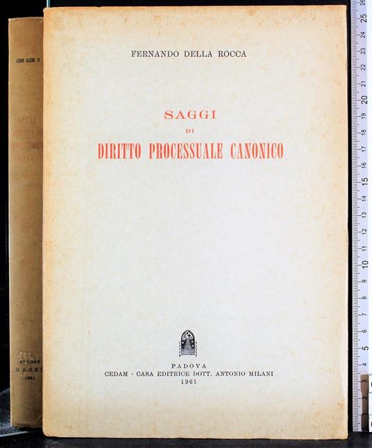 Saggi di diritto processuale canonico - Fernando Della Rocca - copertina