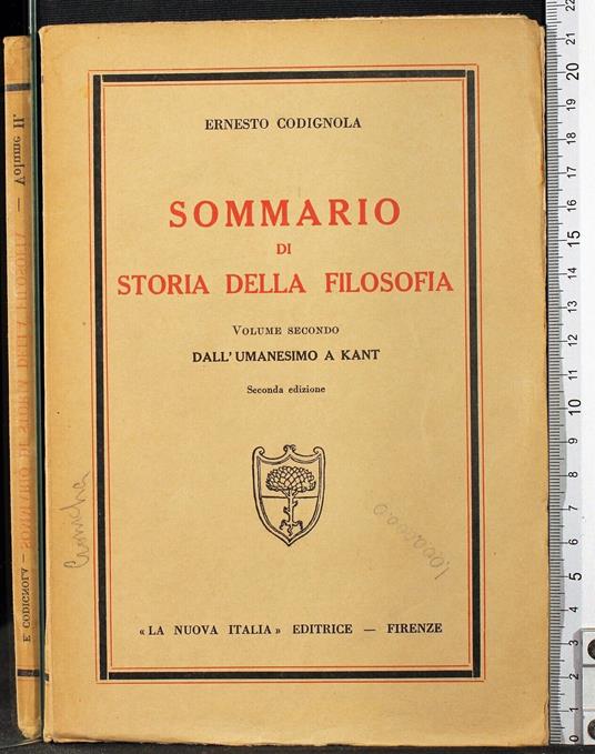 Sommario di storia della filosofia. Vol 2 - Ernesto Codignola - copertina