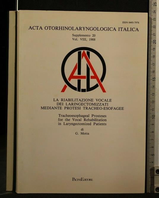 Acta Otorhinolaryngologica Italica Vol 8, 1988 Supplemento 20 La - Gavazzoni - copertina