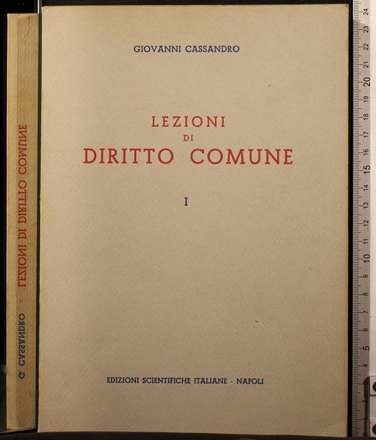 Lezioni di diritto comune. Vol 1 - Lezioni di diritto comune. Vol 1 di: Cassandro - copertina