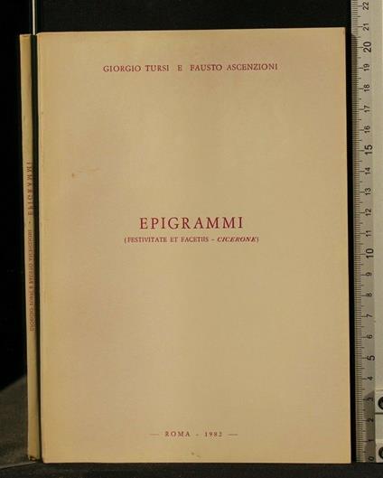 Epigrammi (Festivitate Et Facetiis - Cicerone) - Epigrammi (Festivitate Et Facetiis - Cicerone) di: Giorgio Tursi - copertina