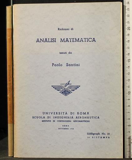 Analisi matematica - Analisi matematica di: Santini - copertina