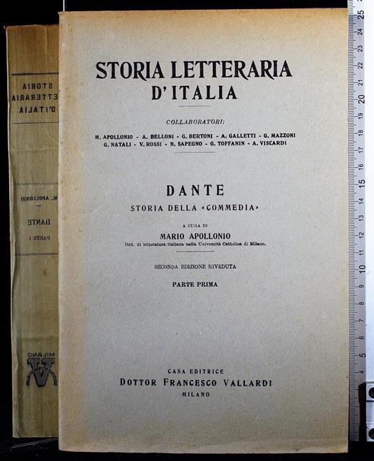 Storia letteraria d'Italia. Dante. Parte prima - Apollonio - copertina