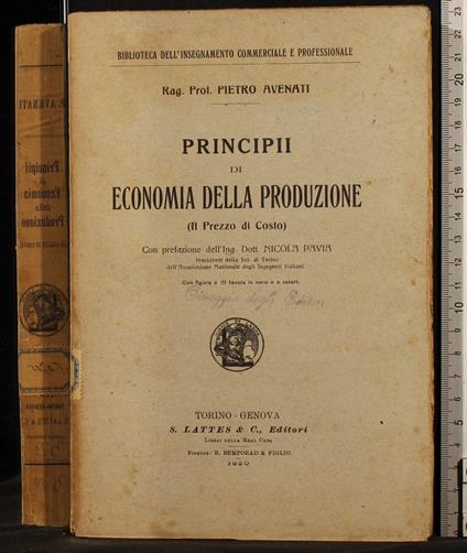 Principi di economia della produzione - Pietro Avenati - copertina