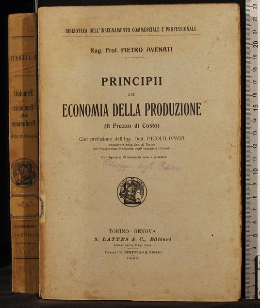 Principi di economia della produzione - Pietro Avenati - copertina