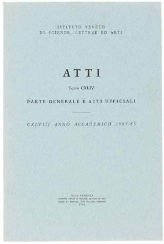 Atti - Tomo Cxliv. Parte Generale E Atti Ufficiali. Anno Accademico 1985-86. Tomo Cxliv. A.A. 1985-86 - copertina