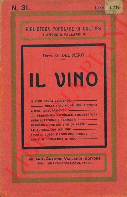 Il vino e la sua lavorazione - Giovanni Del Nero - copertina