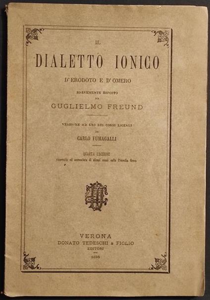 Il Dialetto Ionico d'Erodoto e d'Omero - copertina