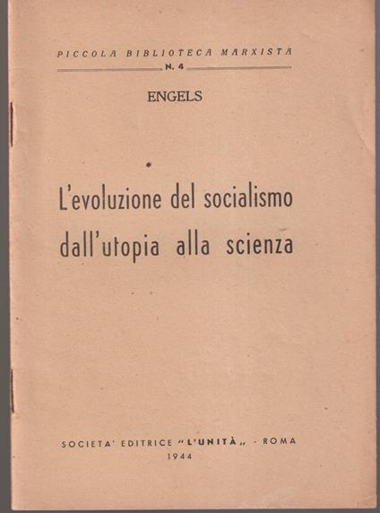 L' evoluzione del socialismo dall'utopia alla scienza - Friedrich Engels - copertina