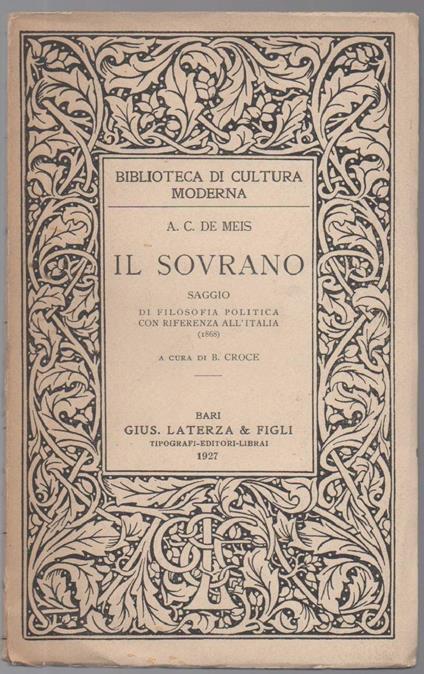 Il Sovrano-saggio di Filosofia Politica con Riferenza All'italia  - copertina