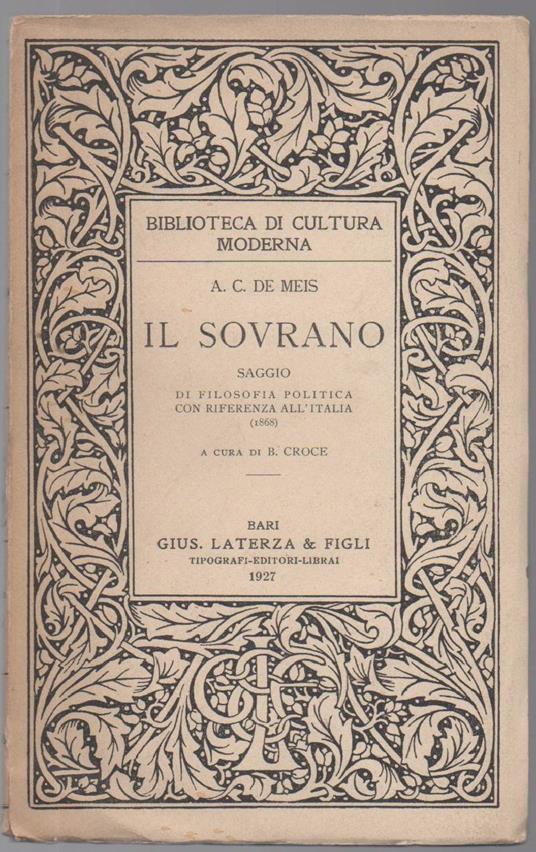 Il Sovrano-saggio di Filosofia Politica con Riferenza All'italia  - copertina