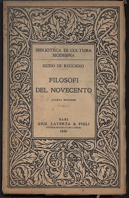 Filosofi Del Novecento  - Guido De Ruggiero - copertina