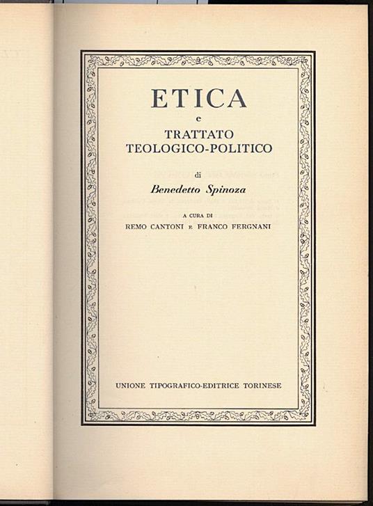 Etica e Trattato Teologico-politico - copertina